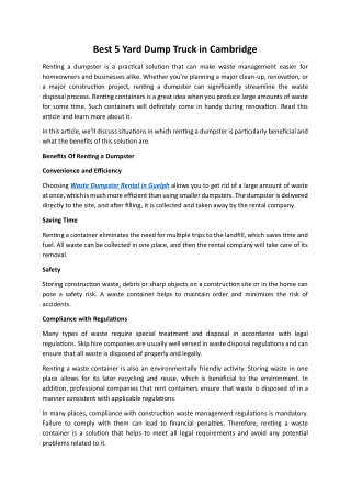 Best 5 Yard Dump Truck in Cambridge