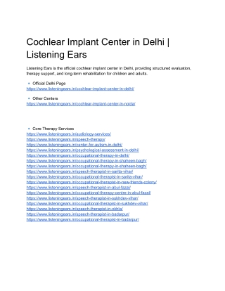 Cochlear Implant Center in Delhi | Listening Ears