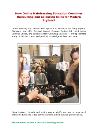How Online Hairdressing Education Combines Haircutting and Colouring Skills for Modern Stylists
