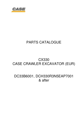 CASE CX330 Crawler Excavator Parts Catalogue Manual Instant Download