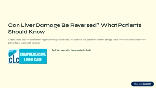 Can Liver Damage Be Reversed? What Patients Should Know