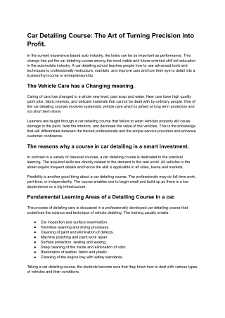 Car Detailing Course: The Art of Turning Precision into Profit.