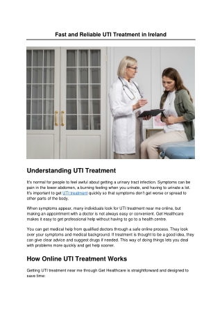 Fast and Reliable UTI Treatment in Ireland