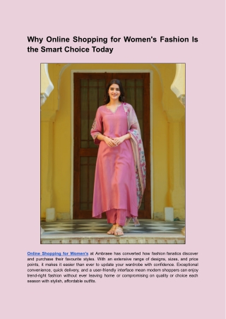 Why Online Shopping for Women's Fashion Is the Smart Choice Today