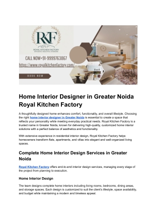 Home Interior Designers in Greater Noida – Expert Design Solutions