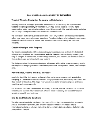 Best website design company in Coimbatore
