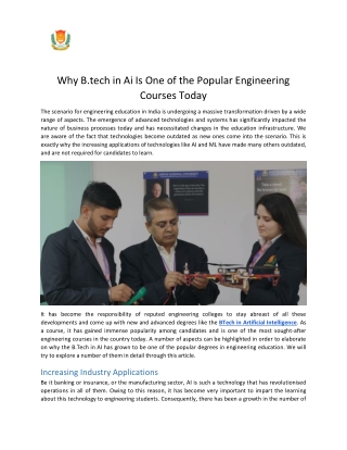Why B.Tech in AI is one of the popular engineering courses today