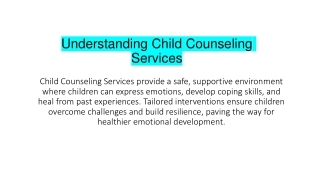 Understanding Child Counseling Services