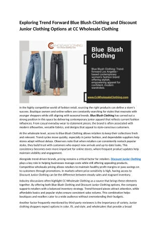 Exploring Trend Forward Blue Blush Clothing And Discount Junior Clothing Options At CC Wholesale Clothing-1