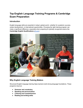Cambridge English Exam Preparation Programs