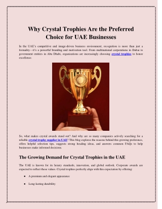 Why Crystal Trophies Are the Preferred Choice for UAE Businesses