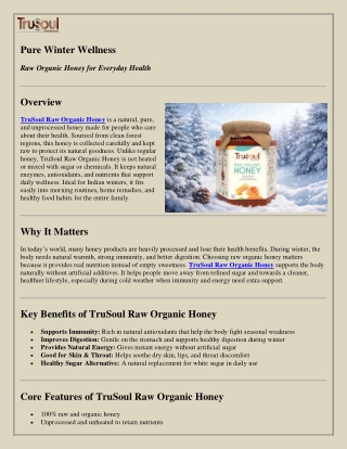 Pure Winter Wellness: Raw Organic Honey for Everyday Health