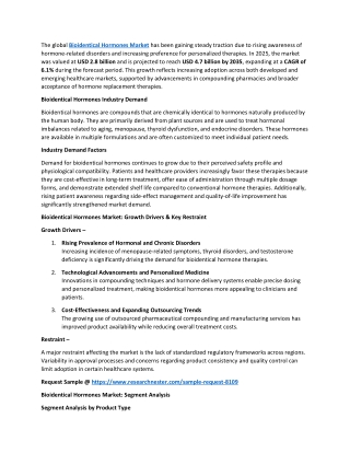 Bioidentical Hormones Market Research Report, Demand and Future Trends 2026-2035