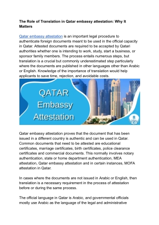 The Role of Translation in Qatar Embassy Attestation- Why It Matters .docx