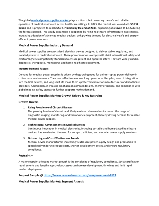 Medical Power Supplies Market Size, Share, Trend, Growth 2026-2035