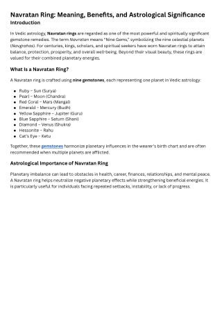 Navratan Ring Meaning, Benefits, and Astrological Significance Introduction