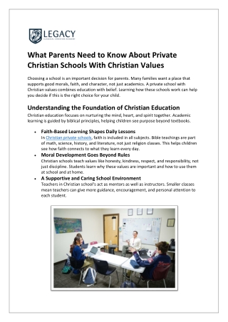 What Parents Need to Know About Private Christian Schools With Christian Values