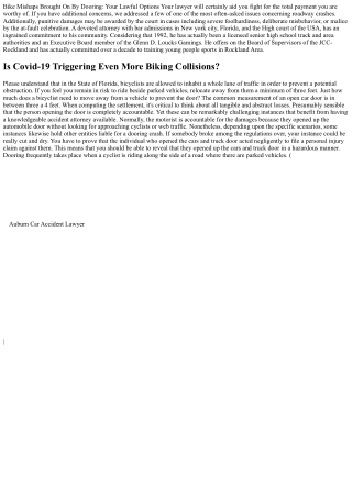 Who Is Accountable When A Bike Strikes An Opened Up Automobile Door?