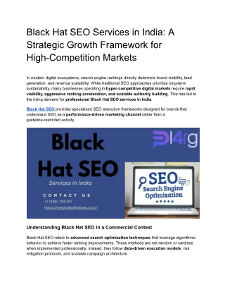 Black Hat SEO Services in India_ A Strategic Growth Framework for High-Competition Markets