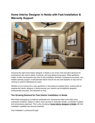 Home Interior Designer in Noida with Fast Installation & Warranty Support