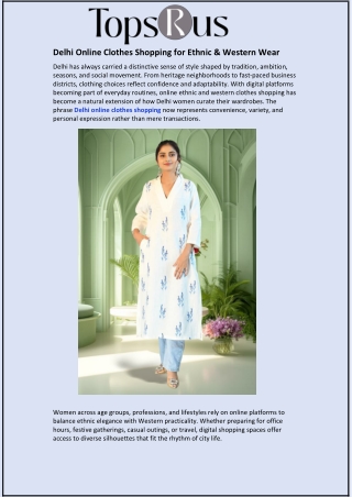 Delhi Online Clothes Shopping for Ethnic & Western Wear