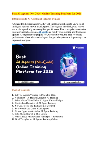 Best AI Agents Training Course in Hyderabad | at Visualpath