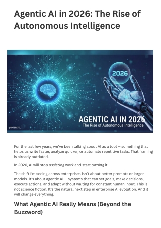 Agentic AI in 2026 The Rise of Autonomous Intelligence