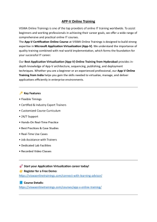 APP V Online Coaching Classes In India, Hyderabad