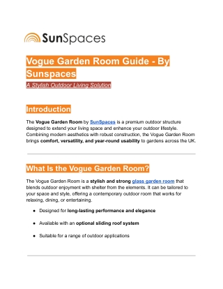 Vogue Garden Room Guide - By Sunspaces