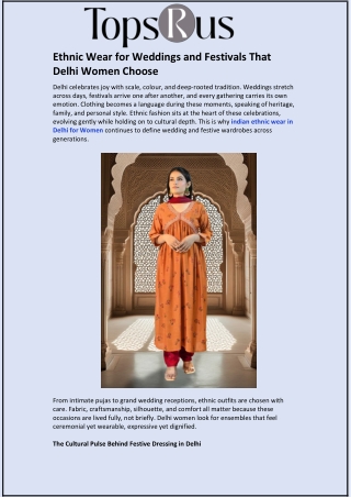 Ethnic Wear for Weddings and Festivals That Delhi Women Choose