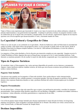 Los Mejores Paquetes Turísticos a China con el fin de  Tu Próxima Aventura