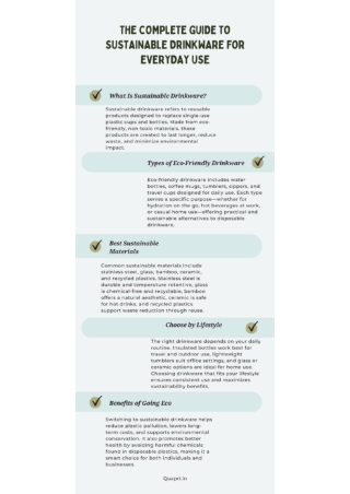 The Complete Guide to Sustainable Drinkware for Everyday Use Infographic pdf