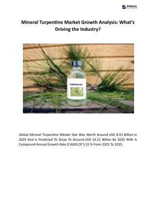 Mineral Turpentine Market Growth Analysis