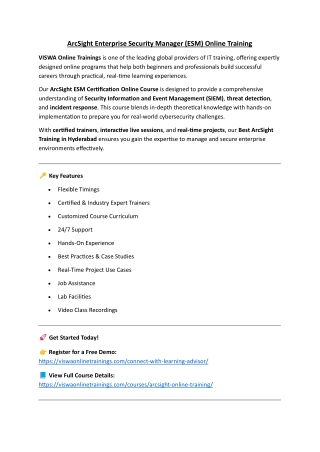 ArcSight Enterprise Security Manager Training Institute from India