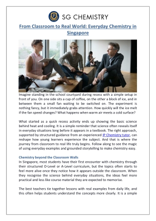 From Classroom to Real World: Everyday Chemistry in Singapore