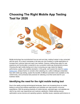 Choosing The Right Mobile App Testing Tool for 2026