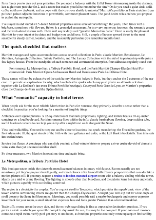 Comparing the Best Marriott Hotel in Paris for Romance vs. Business