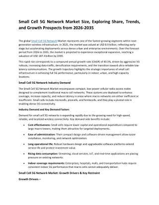 Small Cell 5G Network Market Report: 2035 Analysis