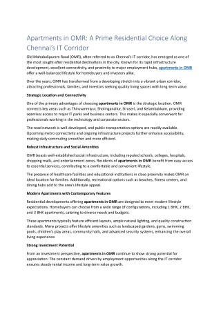 Apartments in OMR - Jain