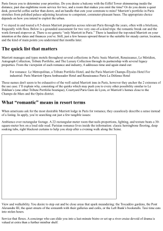 Comparing the Best Marriott Hotel in Paris for Romance vs. Business