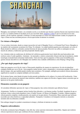 El atractivo de Shanghai: promociones que te fascinarán