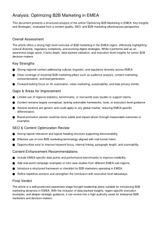 Analysis: Optimizing B2B Marketing in EMEA