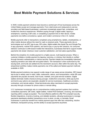 Mobile Payment Solutions & Services