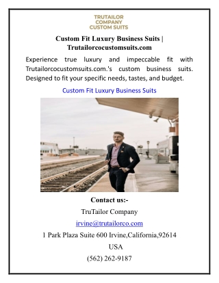 Custom Fit Luxury Business Suits  Trutailorcocustomsuits.com