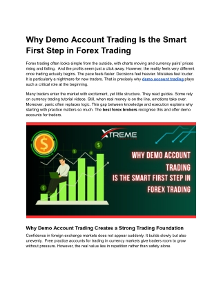 Why Demo Account Trading Is the Smart