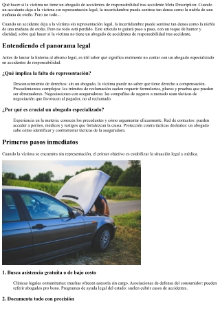 Qué hacer si la víctima no tiene un abogado de accidentes de responsabilidad tra