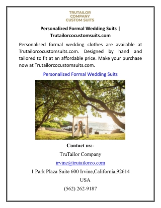 Personalized Formal Wedding Suits  Trutailorcocustomsuits.com