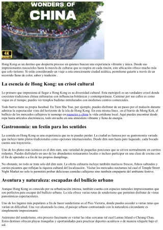 Un viaje lleno de color, sabor y  acción hacia Hong Kong