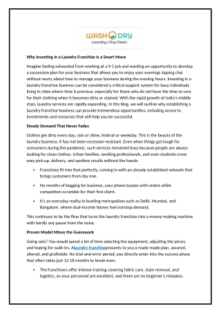 Why Investing in a Laundry Franchise Is a Smart Move