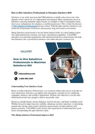 How to Hire Salesforce Professionals to Maximize Salesforce ROI